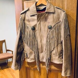 Vintage JAMIN LEATHER Fringe Motorcycle Jacket